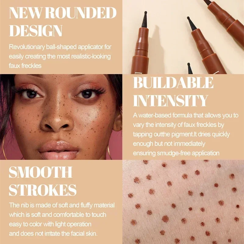 Caneta para Sardas Falsas Redondas e Redondas no Rosto - Fácil de Usar, Natural, À Prova D'Água, Sardas Falsas com Aparência Realista e Longa Duração - Maquiagem com Pontos de Ponta_voghion.com