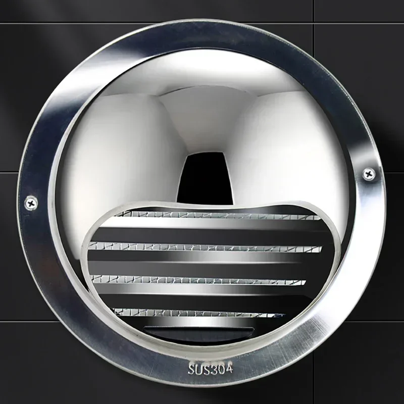 Air Vent Grille Round Ventilation Grill Screen Hood 304 Stainless Steel Exterior Wall Air Outlet Air Vent Grille Cover For Kitchen Bathroom