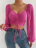 Brittany Sheer Sleeve Crop Top 2