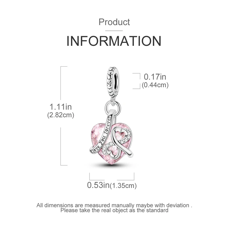 Herzförmige warme Familien-Charm-Perlen aus 100 % 925er-Sterlingsilber, passend für Qikaola Original-Armbänder, feine DIY-Schmuckgeschenke zum Muttertag – Detail 34