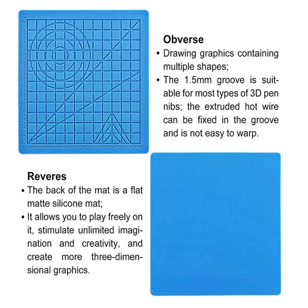 3D-Druck Stift Silikon Matte DIY mit 2-Finger-Protektoren Vorlage Zeichenwerkzeug Silikon Pad Zeichenwerkzeuge für Kinder Erwachsene – Detail 2