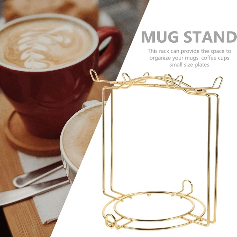 Coffee Cups Holder 1 Piece Coffee Cups Holder Stand Metal Mug Tree Cups Coffee Mug Tree Holder Cup Display Hanger Rack Cup Plate Organizer