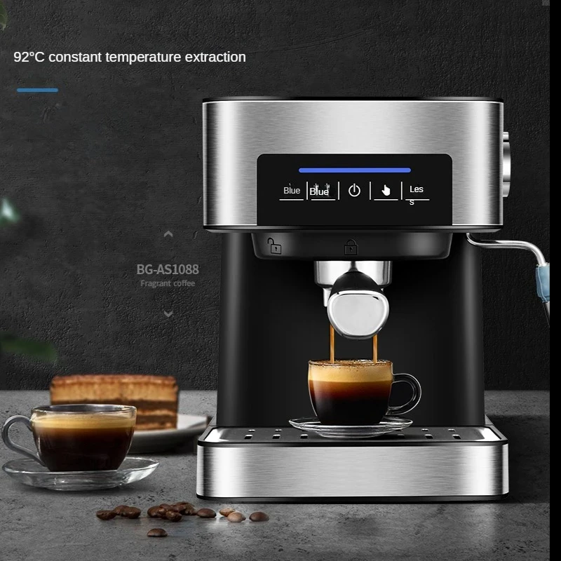 ZZUOM Coffee Machine Semi Automatic Italian Pump Pressure 20Bar Milk Frother 1.5L Water Tank Touch Control Coffee Maker 220V