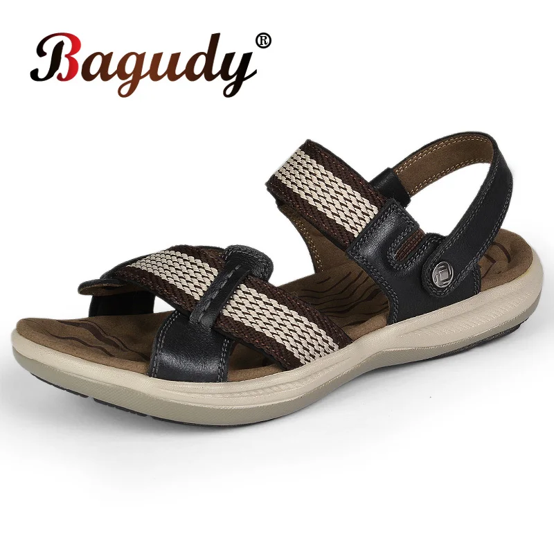 

Brand Summer Men's Sandals Genuine Leather Beach Roman Sandals New Comfortable Men Outdoor Sneakers Plus Size Summer Men Shoes
