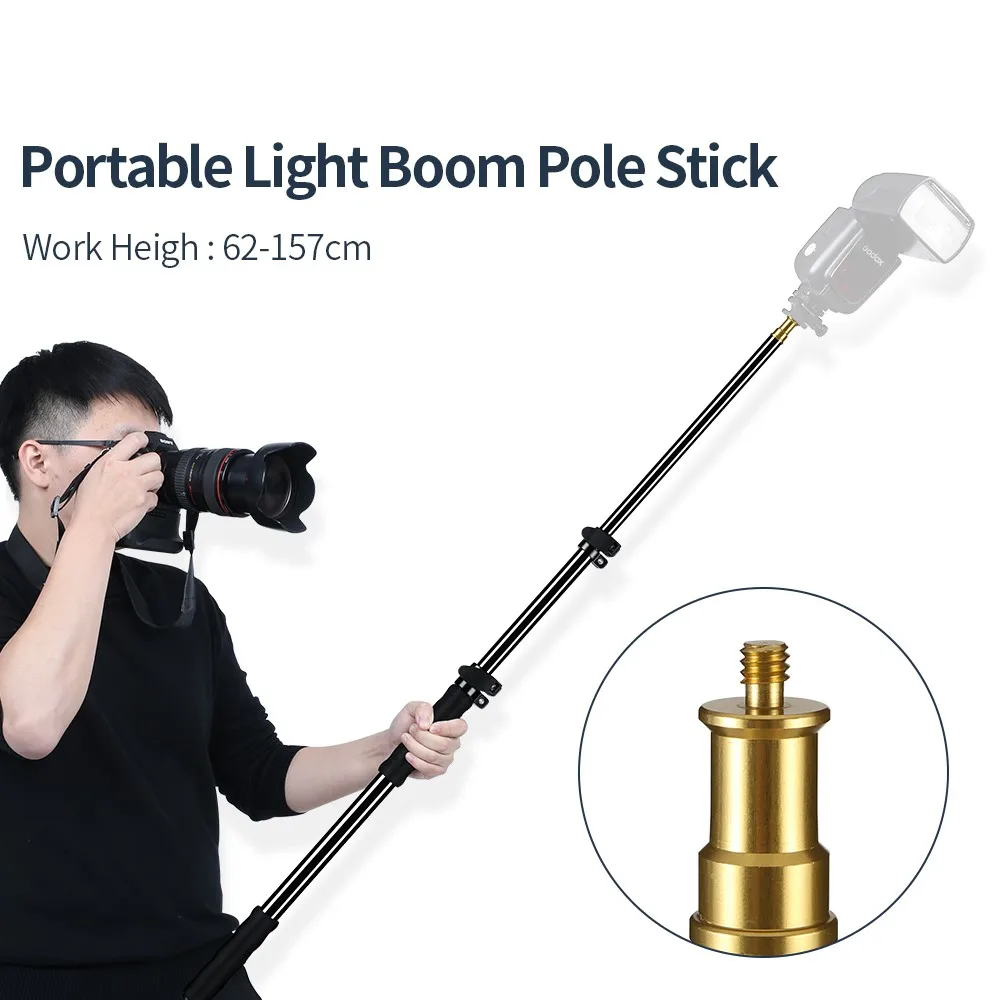 25.5"-62" / 62-157cm Extension Support Rod photography Flash Speedlite Stick Rod Photo Studio Microphone Boom Pole Handheld Grip