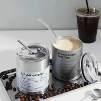 320/600ml Mug Coffee Cup With Lid Espresso Cups Aesthetic Cold Stainless Steel Pretty Coffeeware Drinkware Drink Items Straw Bar 2