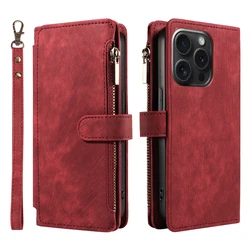 PU Leather Phone Case with Card Slots and Zipper Wallet Cover for POCO X4 GT 5G (Wine red)