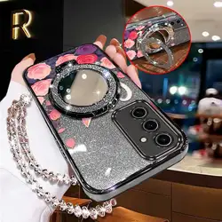 Elegant Pink Rose Phone Case Set with Lanyard and Stand (3 - Piece Collection) - Galaxy S20 FE 5G (Black)