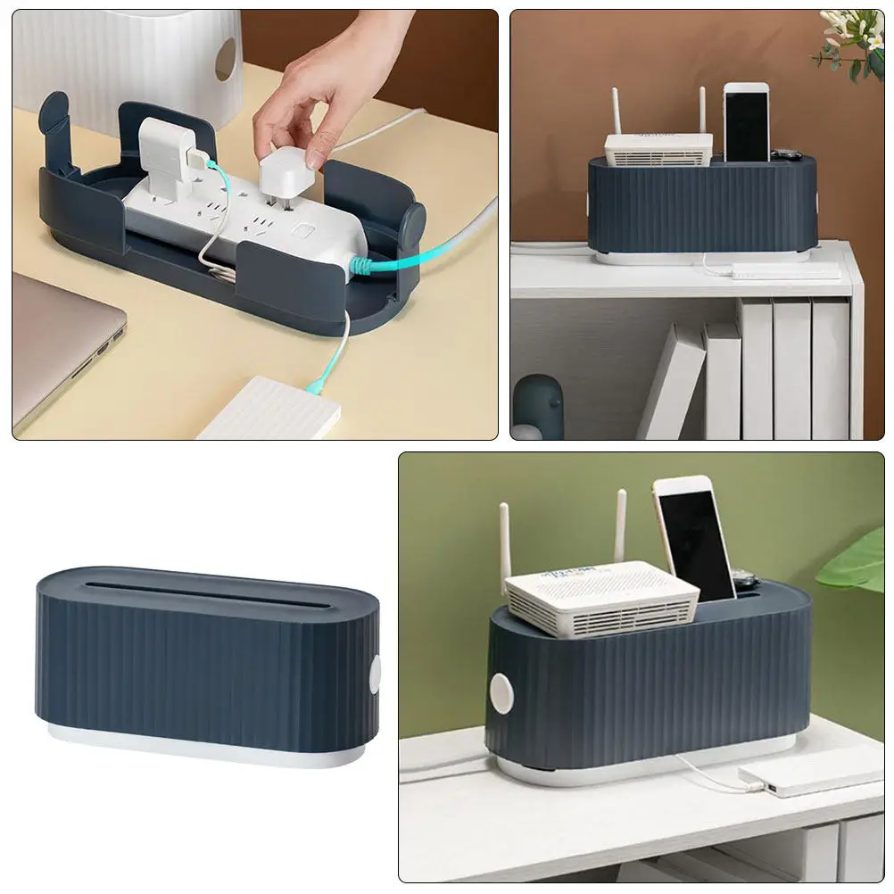 1Pcs 케이블 보관 코드 정리함 가정용 데스크탑 충전 케이블 컨테이너 홈 오피스용 블루 와이어 보관 케이스
