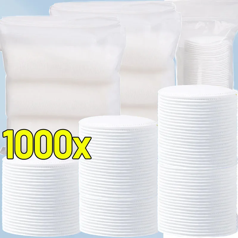 100/1000pcs Double-sided Cosmetic Cotton Pads Soft and Breathable Round Daily Facial Cleaning Makeup Nail Polish Remove Pads