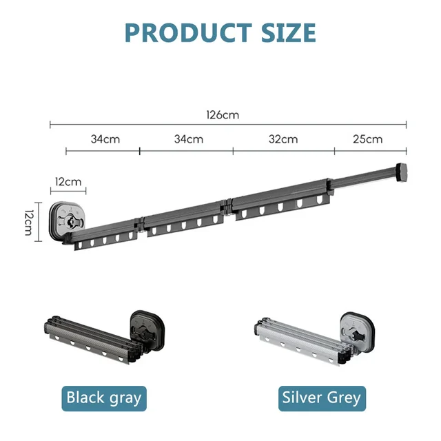 Stendibiancheria Pieghevole Portatile Per Viaggi - Leggero, Regolabile 33.5-73cm, Fino A 4kg - Foto 4