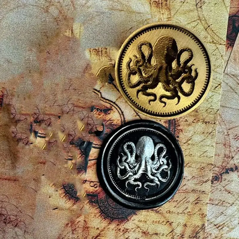 New Wax Seal Stamp Brass Head Laser Embossing Special-Shaped 3d Octopus Relief Wax Seal Stamp For Wedding Invitation Envelope