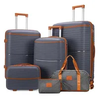 Nouveau Ensemble de bagages 6 pièces valise à coque rigide grande capacité léger serrure TSA 360 °   Roues tournantes à main approuvées pour les voyages 5