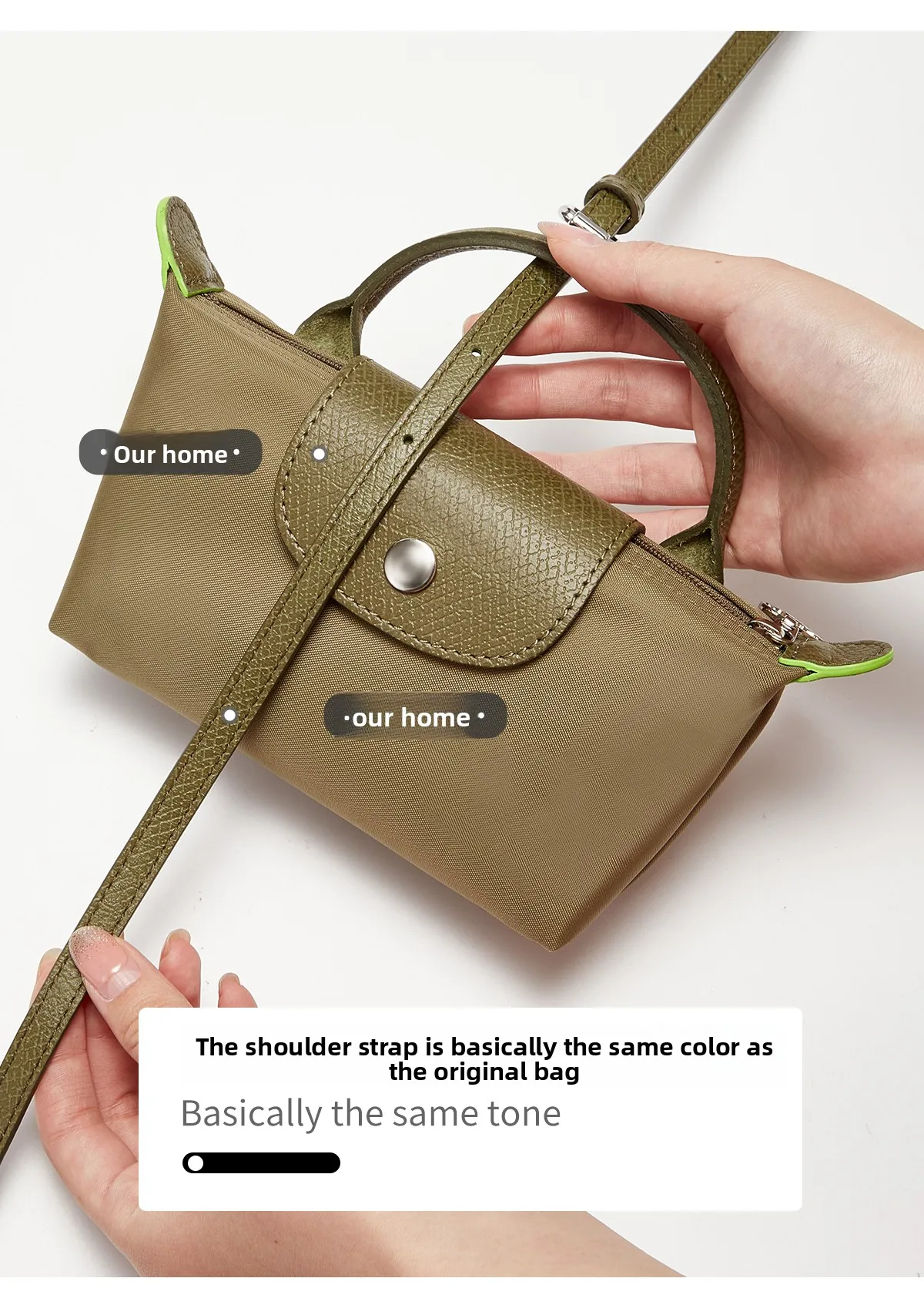 Cow Leather Bag Shoulder Strap Replacement Crossbody Adjustable Conversion Kit Fit for Longchamp Mini Pouch