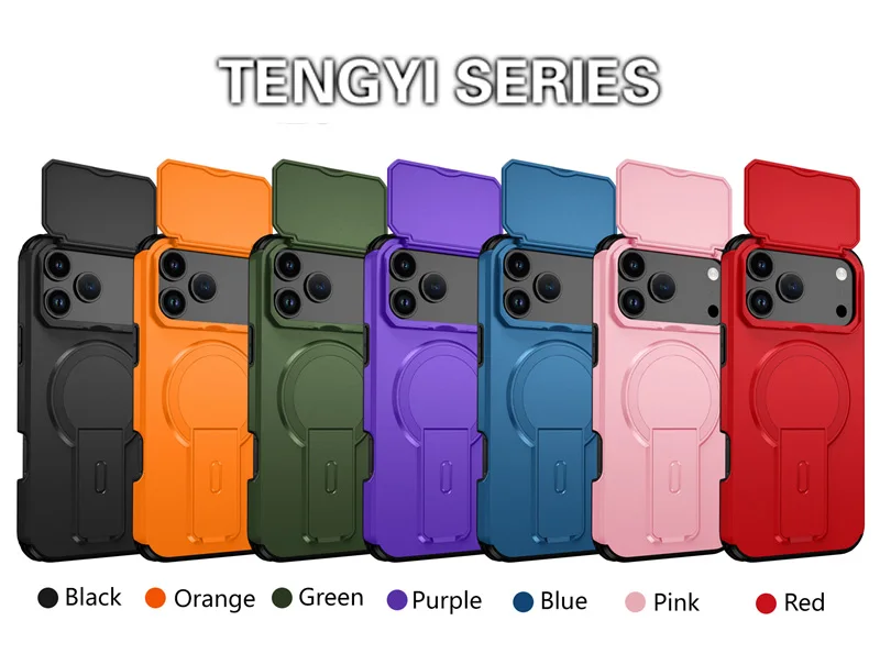 Enhanced Armor Case with Slide Camera Lens Protector and Wireless Charging Support