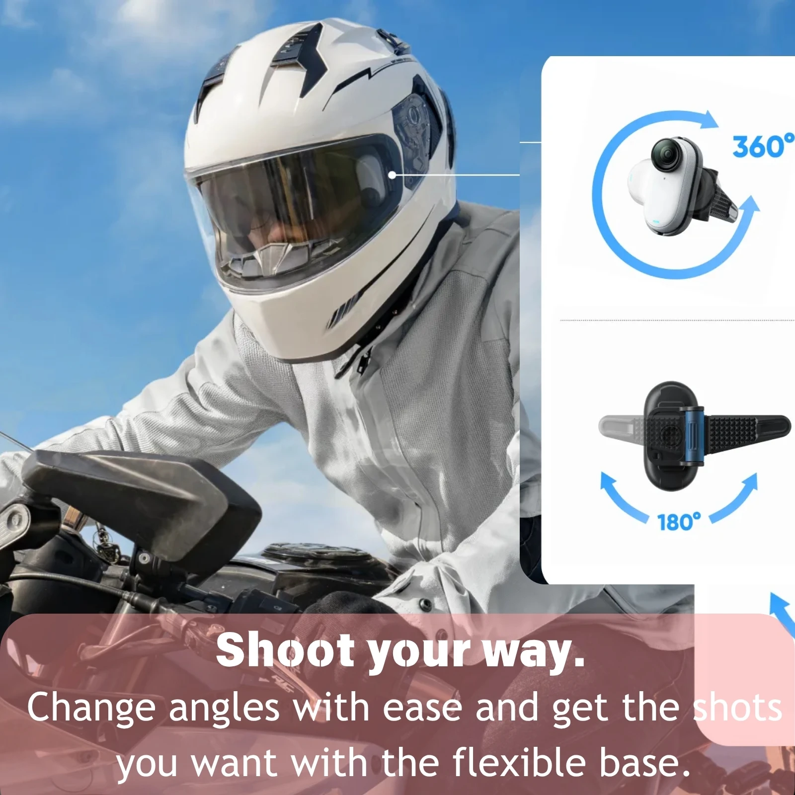 Support Fixation Casque Insta360 GO 3S/GO 3 - Moto POV