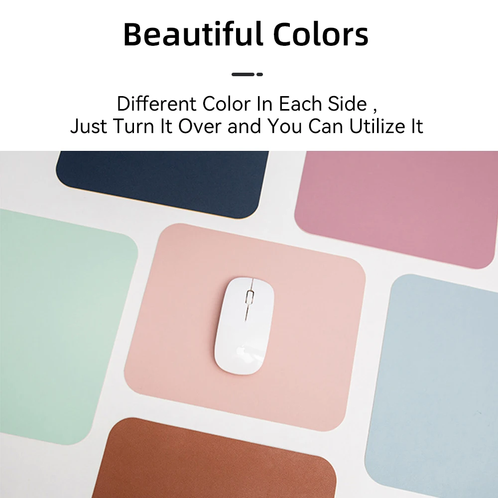 Impermeável pu Leather Office Mouse Pad Colorido Duplo Lado Desktop Protector Mat Antiderrapante Mousepad para Laptop pc Tamanho Pequeno - Imagem 2