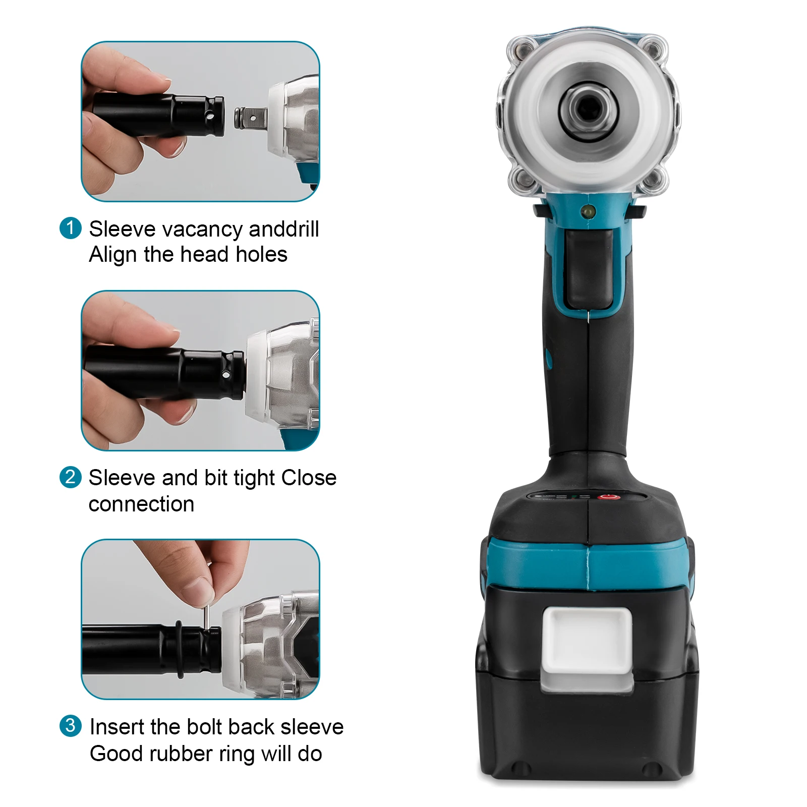 520N.M Brushless Electric Impact Wrench Cordless Electric Wrench 1/2 inch Screwdriver Socket Power Tools for Makita 18V Battery 6
