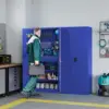 Metal Garage Tool Storage Cabinets with Pegboard 71" Heavy Duty Steel Cabinet with Drawer and Adjustable Shelves Lockable 2