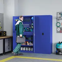 Metal Garage Tool Storage Cabinets with Pegboard 71" Heavy Duty Steel Cabinet with Drawer and Adjustable Shelves Lockable 2