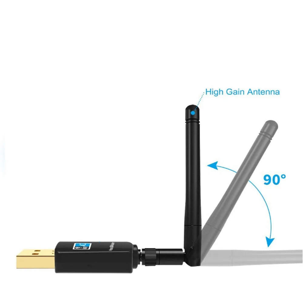 듀얼 밴드 600Mbps USB 무선 어댑터 카드, 안테나 포함, PC 컴퓨터 네트워크 카드 리시버, 5.8GHz + 2.4GHz USB WiFi 802.11b n g ac