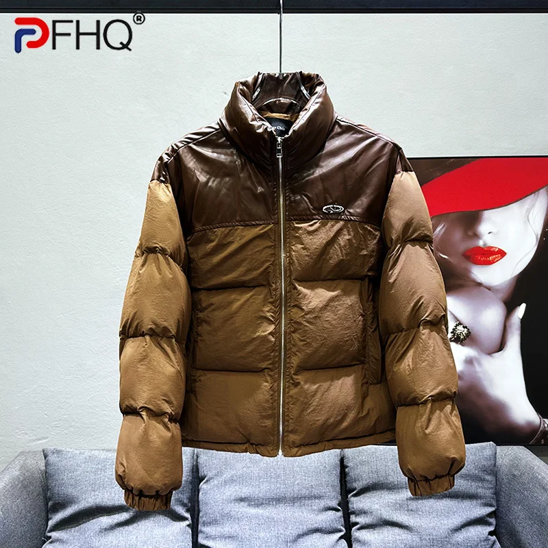 

PFHQ Warm Winter Patchwork Design Bread Jackets Men's Thick Loose Comfortable Zippers Haute Quality Simple Padded Coat 21Z3632