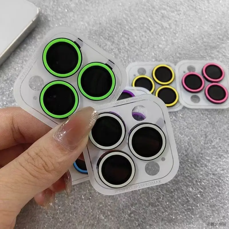 Luminous Pink Blue Green Camera Lens Protector - Glowing Lens Ring Glass Film Cap