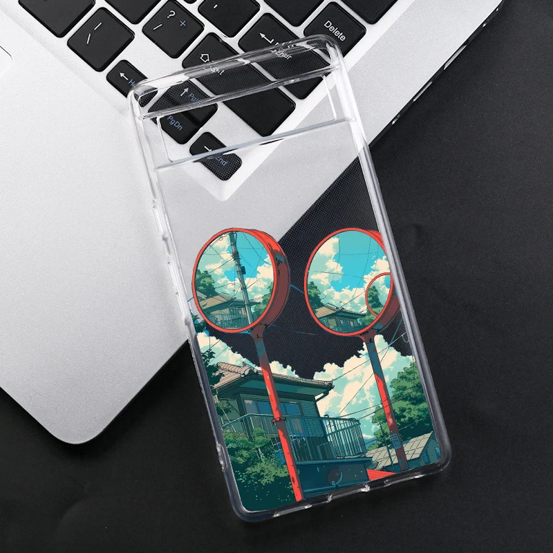 Cute Japanese Anime Landscape Transparent Phone Case - Retro Illustration Soft Cover s
