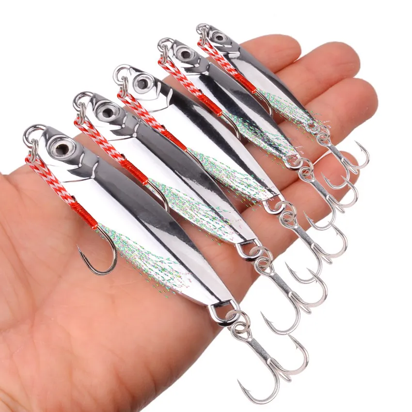 1Pcs Spoon Metal VIB Jigs Fishing Lures With Hooks7g 10g 15g 20g 30g 40g  Electroplated Fishing Lues Bait Mackerel Bass