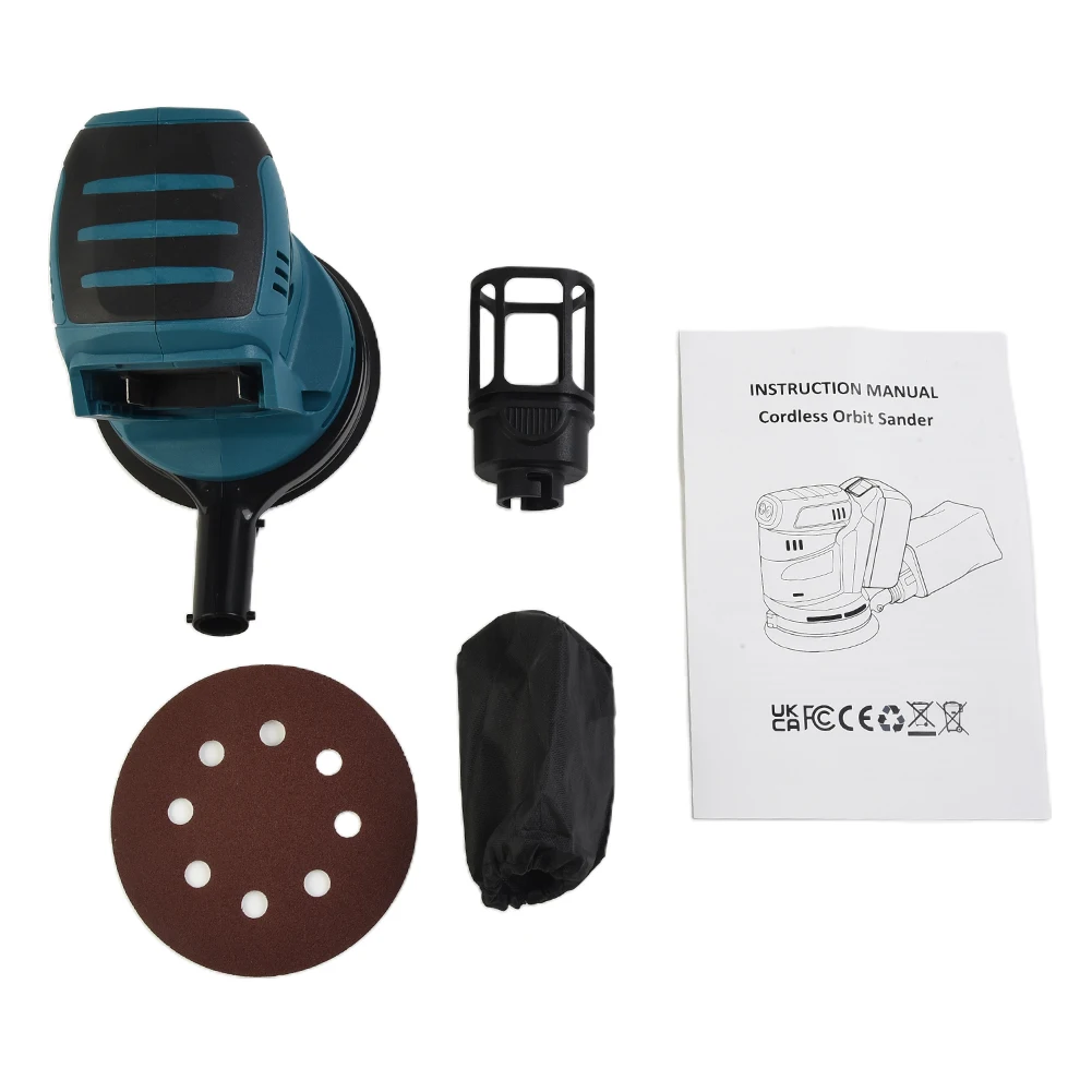 

90W Electric Orbital Sander Electric Polisher 125mm Brush Motor Wood Grinder Grinding Polishing Machine For 18V Battery