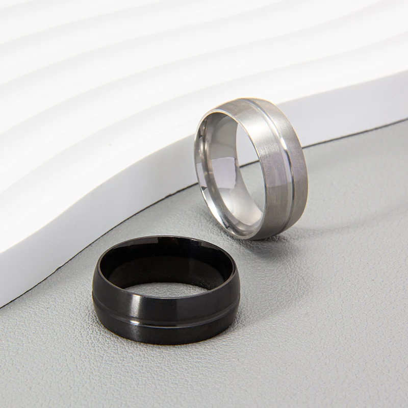 Stainless Steel Ring Finger Ring Men's Black Simple Ring Fashion Stainless Steel Ring Birthday Gift Party Men's Jewelry