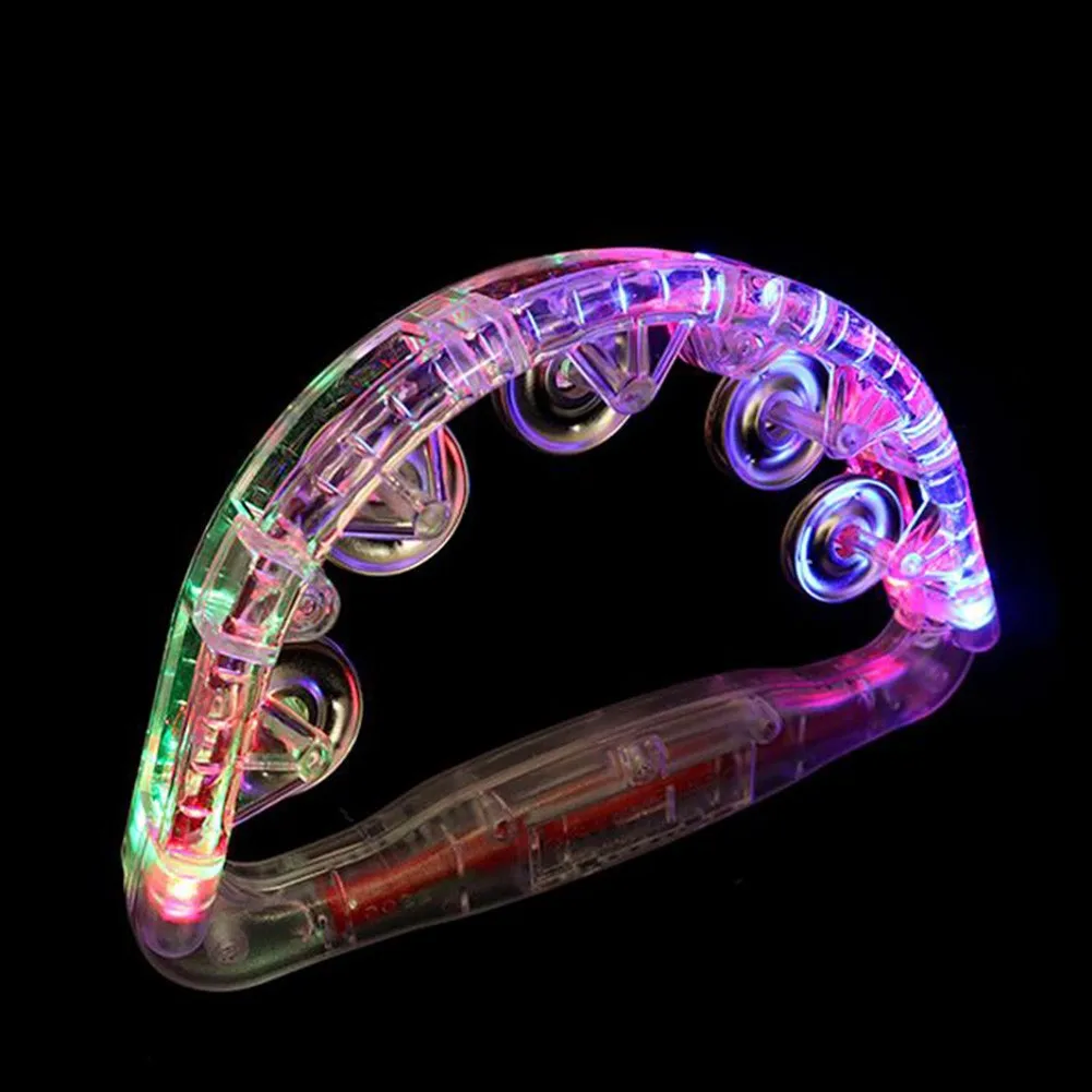 LED Tambourine Clear Light Up Sensory Toy Flashing Musical Instrument Shaking Toy For Festivals Birthday Orff Instrum hand tambourine