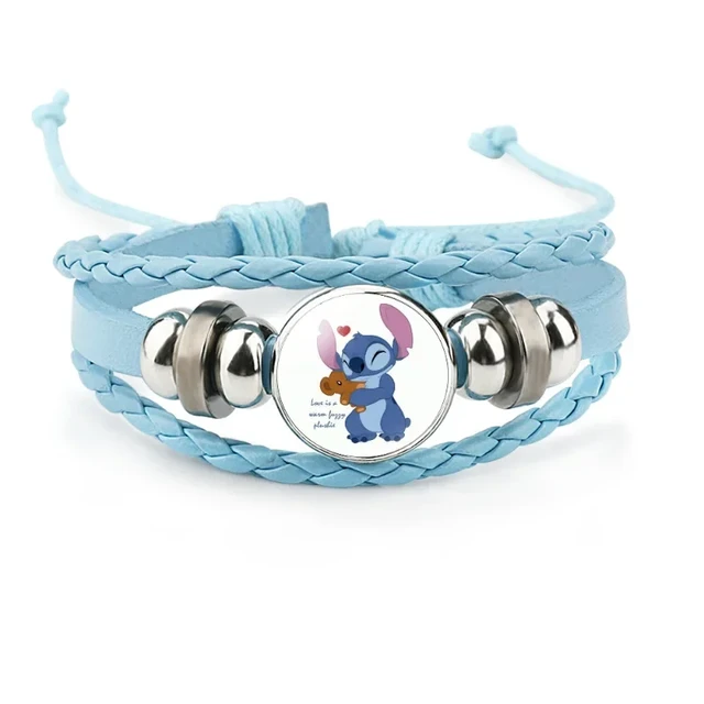 Disney-pulsera tejida de Lilo & Stitch para niño y niña, brazalete