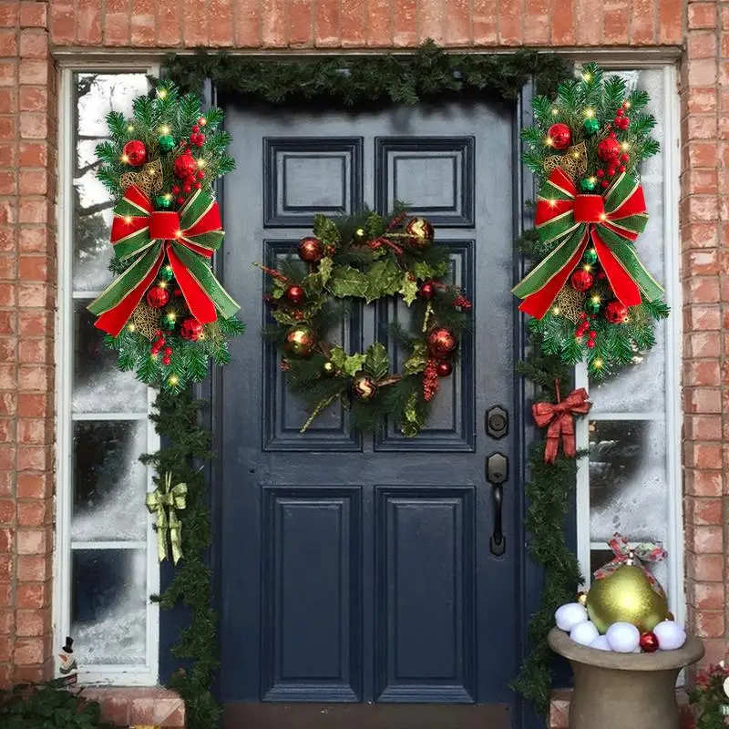 

Christmas Swag Wreath Artificial Teardrop Front Door Ornament Decorative Flower Vine Door Garland For Fireplace Wedding Decor