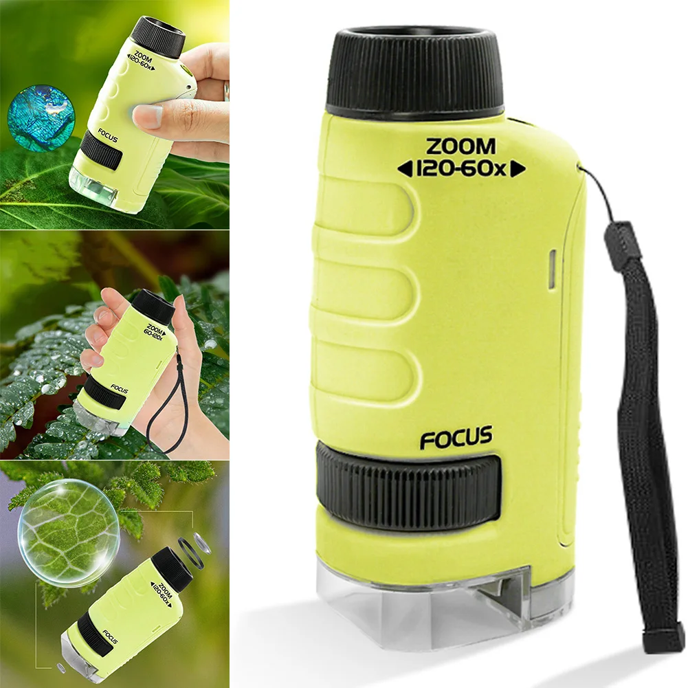 Mini-Pocket-Microscope-with-Specimen-Slides-Battery-Powered-Educational ...