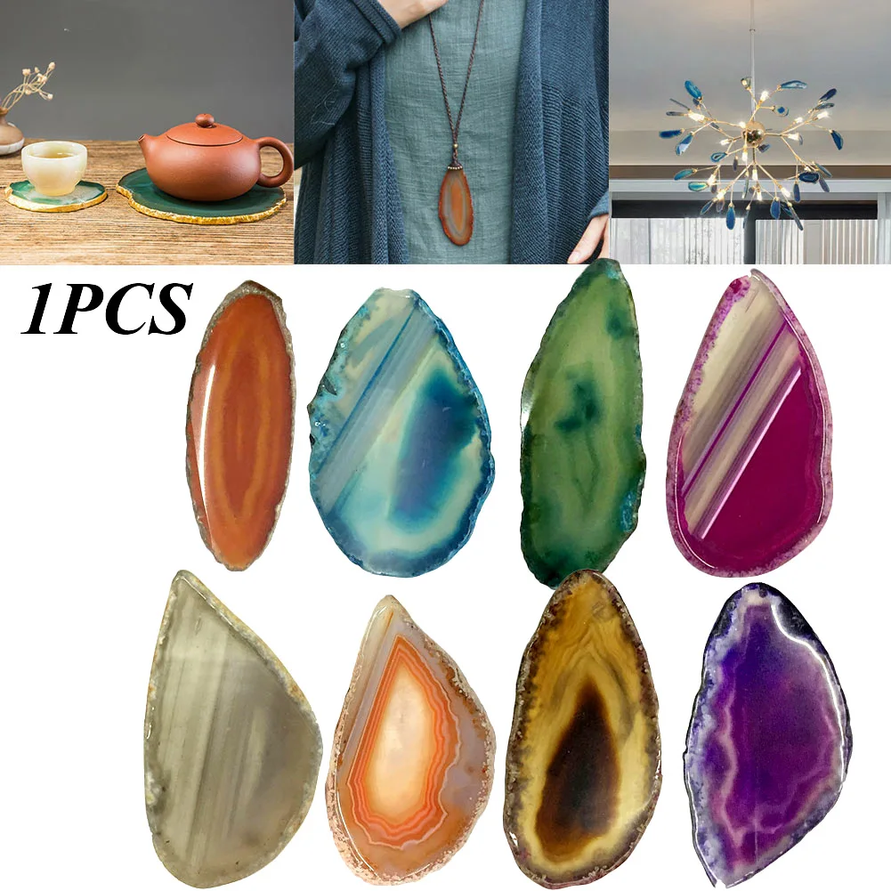 Natural Agate Geode Polished Irregular Crystal Slice Brazil Healing Reiki Stone Quartz Pendant Mineral Home Decor Random Color 2