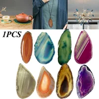 Natural Agate Geode Polished Irregular Crystal Slice Brazil Healing Reiki Stone Quartz Pendant Mineral Home Decor Random Color 2