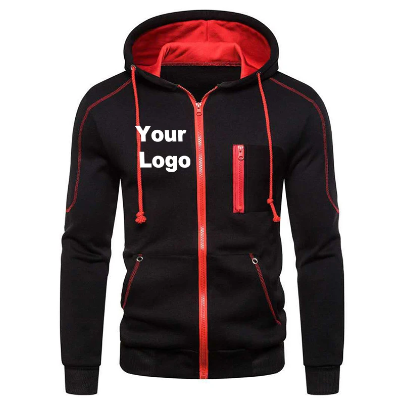 Custom Logo Men's Tracksuit Active Wear Men's Fashion Autumn Winter Double Zipper Jacket Warm Tracksuit Sportwear Jogging Suits