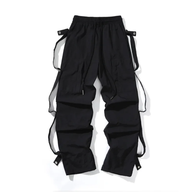 Men's Spring Autumn Elastic High Waisted Solid Patchwork Pockets Zipper Work Clothes Casual Sports Trousers Fashion Pants
