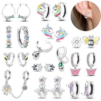Hot Sale Bee Earrings For Girl Lovely Yellow Black Dancing Bee Happy S925 Hoop Earrings Birthday Gift Silver Jewelry 2