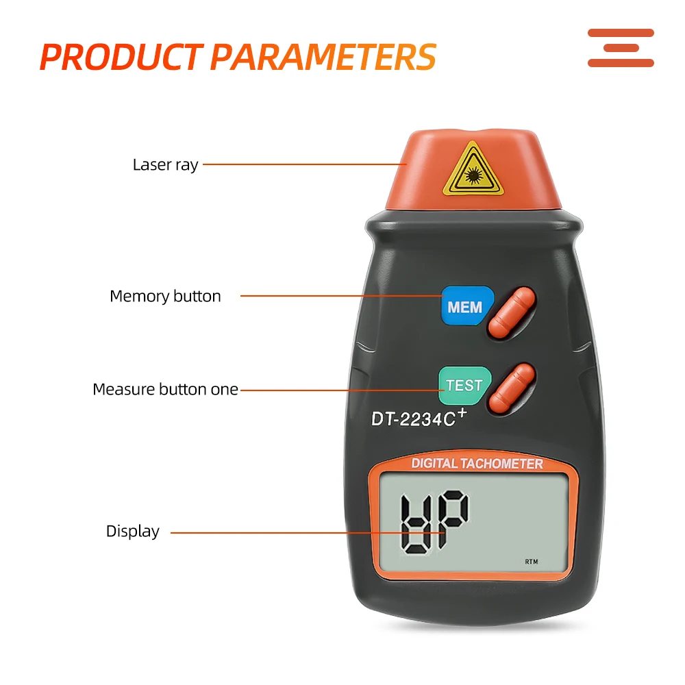 1set Digital Laser Tachometer RPM Meter Non-Contact Motor Speed Gauge Revolution Spin engine tachometer tachometer gauge tachometer meter