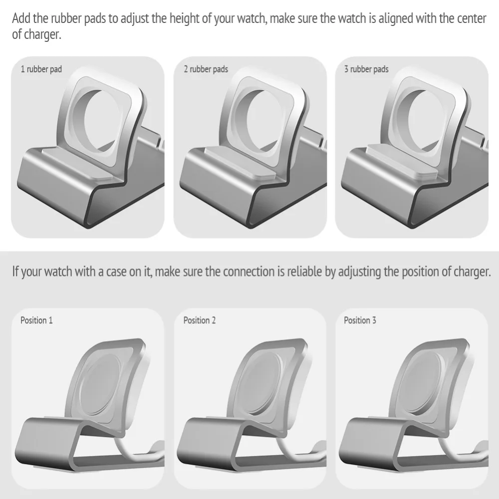 Aluminum Charger Stand Dock Station Charging Holder Silicon Bracket For Apple Watch iWatch Ultra 1 2/10/9/SE/8/7/6/5/4/3/2/1
