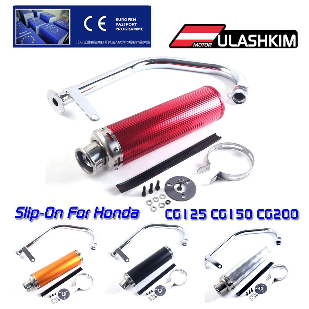 Système D'Échappement Moto Complet Silencieux Slip-On Pour CG125 CG150 CG200 - Puissance, Son Profond Et Installation Facile