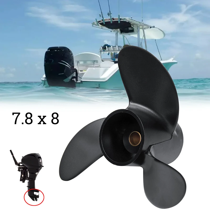 12 Spline Tooths 4-6HP Aluminum Alloy 3 Blades 7.8 X 8 Outboard Propeller Boat For For Nissan 4-6HP 3R1W64516-0