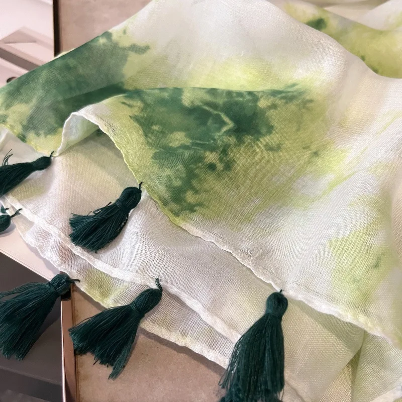 Einfache Ombre Tinte Malerei abstrakte Quaste Viskose Schal Schal Dame Krawatte gefärbte Wickel Pashmina gestohlen Bufandas muslimischen Hijab 180*90cm – Detail 19