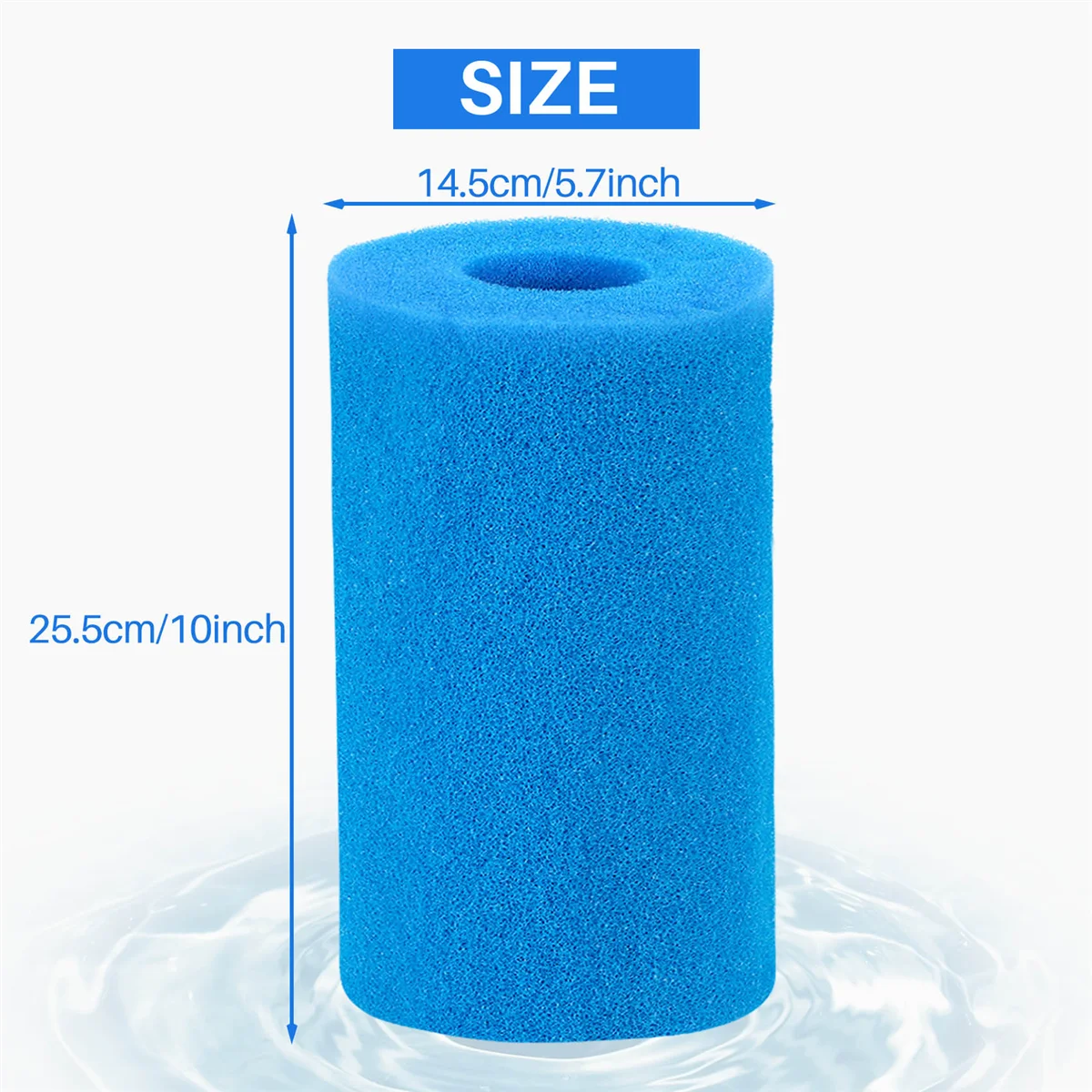 Type B Washable Pool Sponge Filter, Reusable Swimming Cartridge Foam Filter for Compatible with In-Tex Type B (2 Pcs)