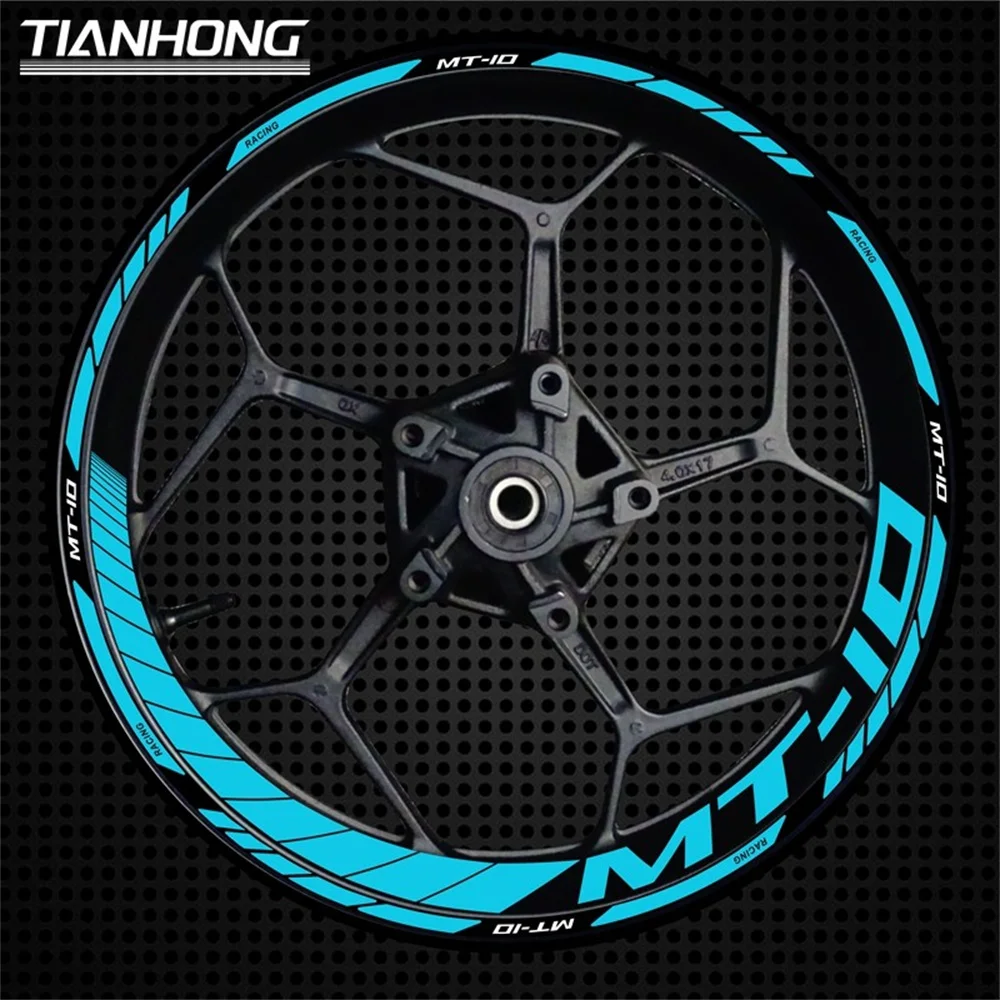Reflective Stickers Motorcycle Stickers Vinyl Stickers Custom Stickers Wheel Hub Stickers Motorcycle Accessories For YAMAHA MT10 Motorcycle 17 Inch Wheel Hub MT-10 Decal Decoration Set Rim MT 10 Reflective Waterproof Sticker