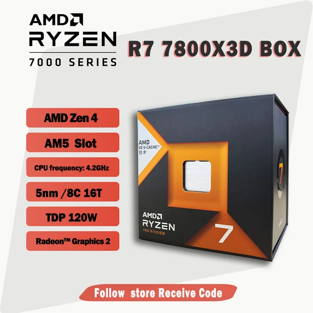 AMD Ryzen 7 R7 7800X3D 4.2GHz 8-Cores 16-Threads Socket AM5 CPU Processor