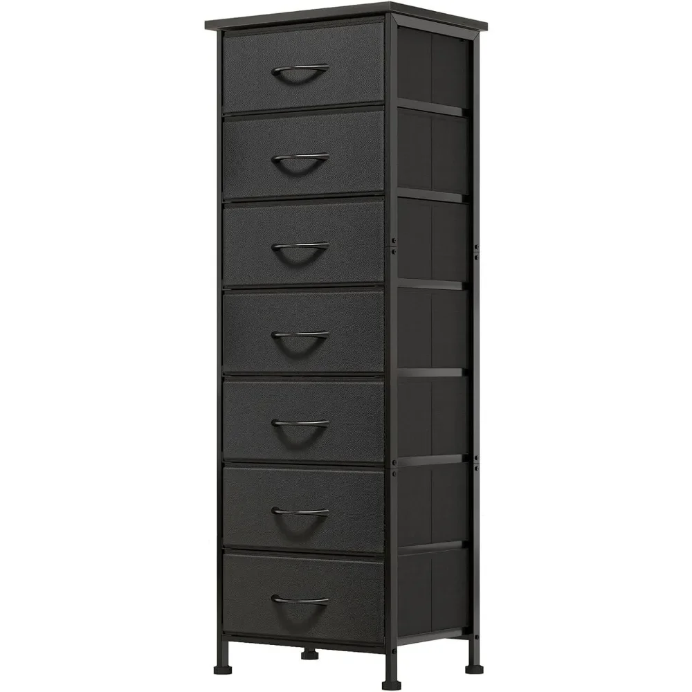 Black Tall Dresser for Bedroom, Storage Dresser Organizer with 7 Fabric Drawers, Nightstand Furniture in Closet 2