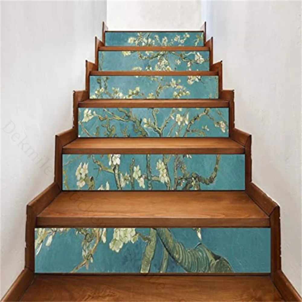 Self-adhesive Stair Sticker Landscape Planet Bookcase Vinyl Removable 3D Staircase Decor Bamboo Decals PVC Home Decor 6/13pcs sticker decoration 3d sticker paper vinyl stair nosing